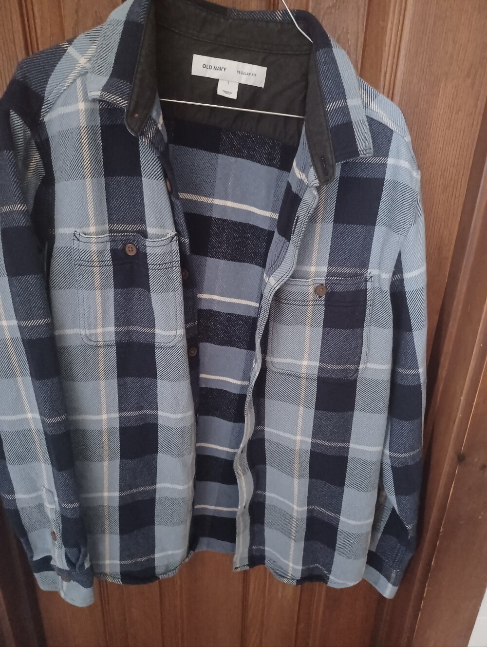 Navy and Light Blue Plaid Shirt Jacket